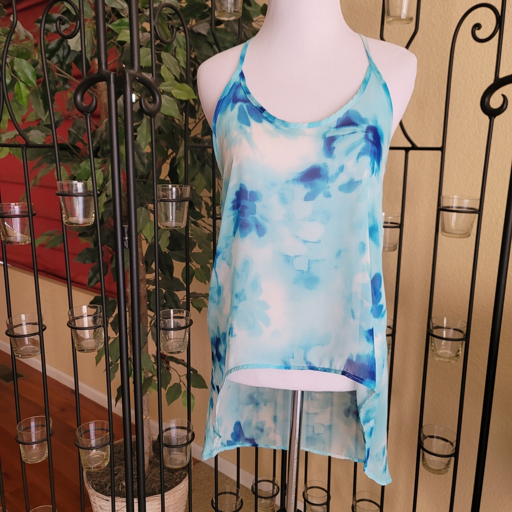 Black Bead Blue Floral Camisole Top